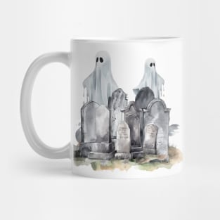 Spooky Ghosts in a Graveyard Mug